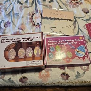 Easter Casting Craft Kits - Egg Decorating Set in Pink & White Bundle.